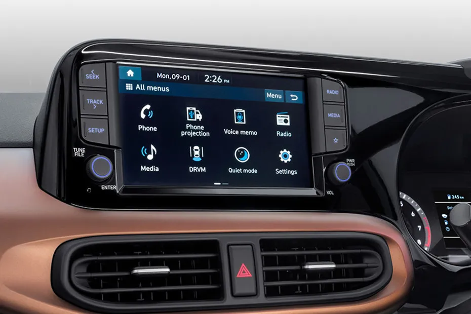 Hyundai Aura Interior — Infotainment System Main Menu