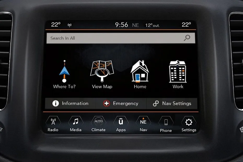 Jeep Trailhawk 2019-2021 Interior — Infotainment System Main Menu