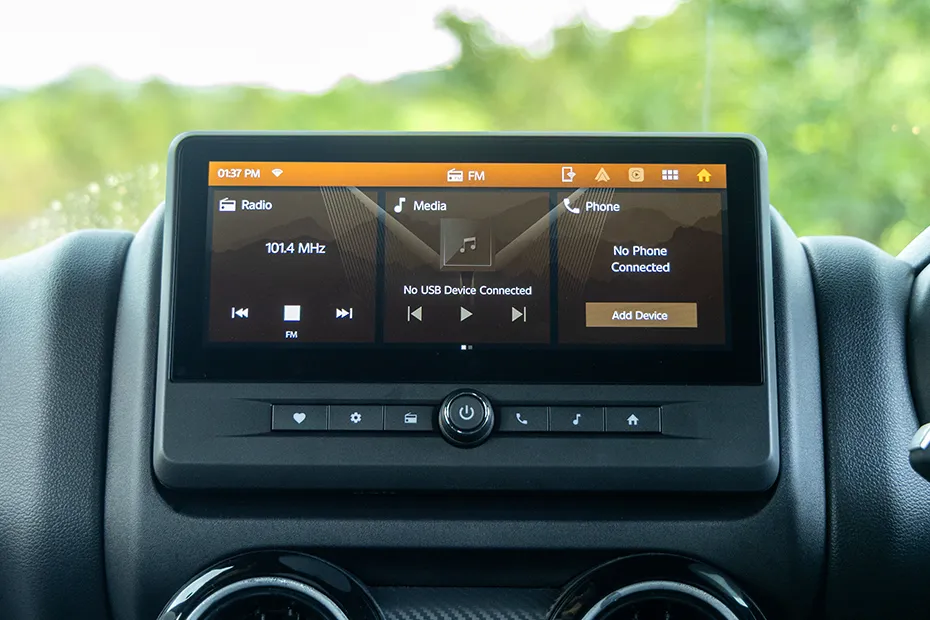 Mahindra Thar Interior — Infotainment System Main Menu