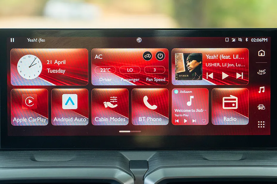 MG Majestor Interior — Infotainment System Main Menu