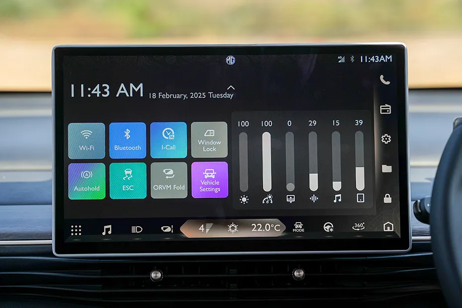 MG Windsor EV Interior — Infotainment System Main Menu